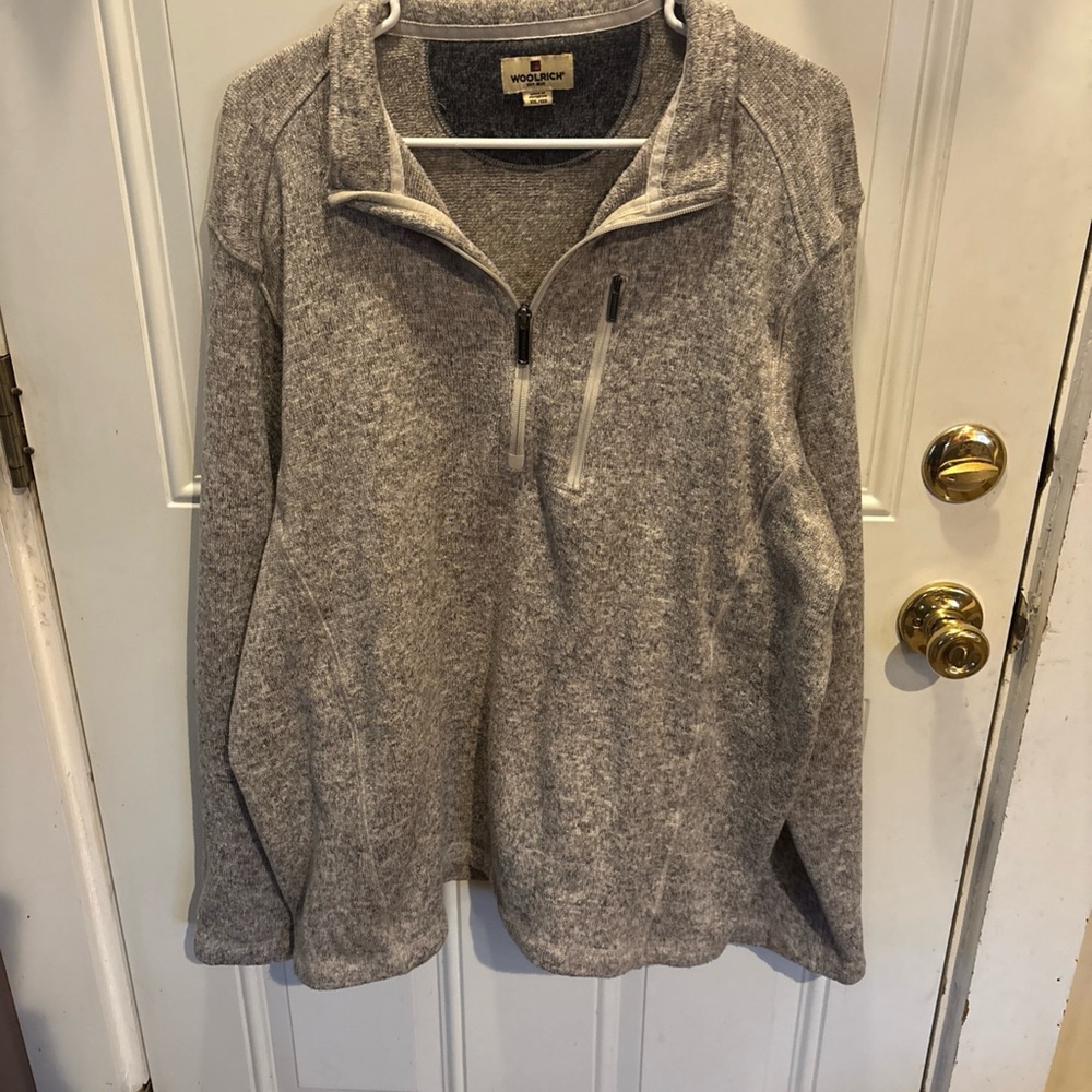 Woolrich Men's Light Gray Zip-Up Sweater